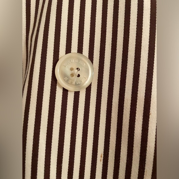 Lauren Ralph Lauren Women's Double Breasted Trench Coat Striped Coat Large - Picture 11 of 15